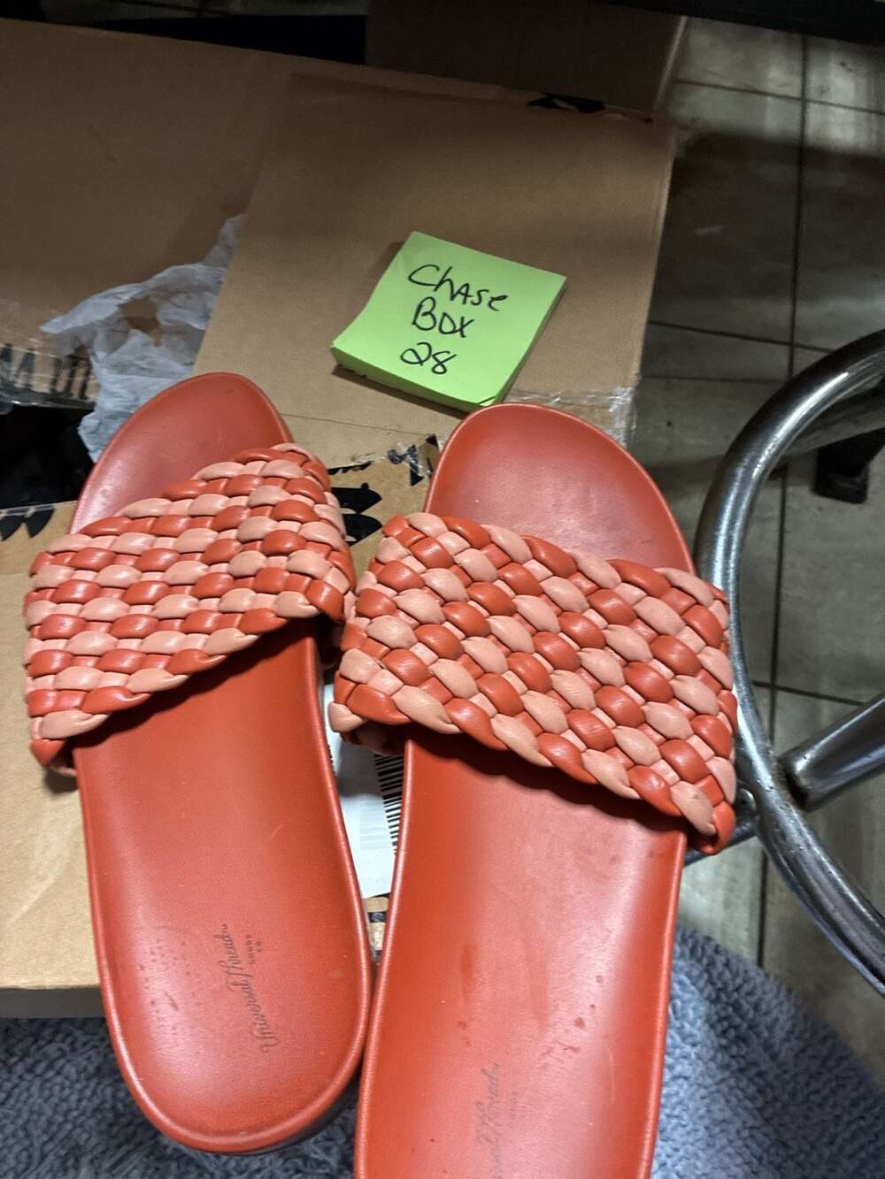Universal Thread Women's Polly Woven Slide Sandals Size 10 Red Coral Pink